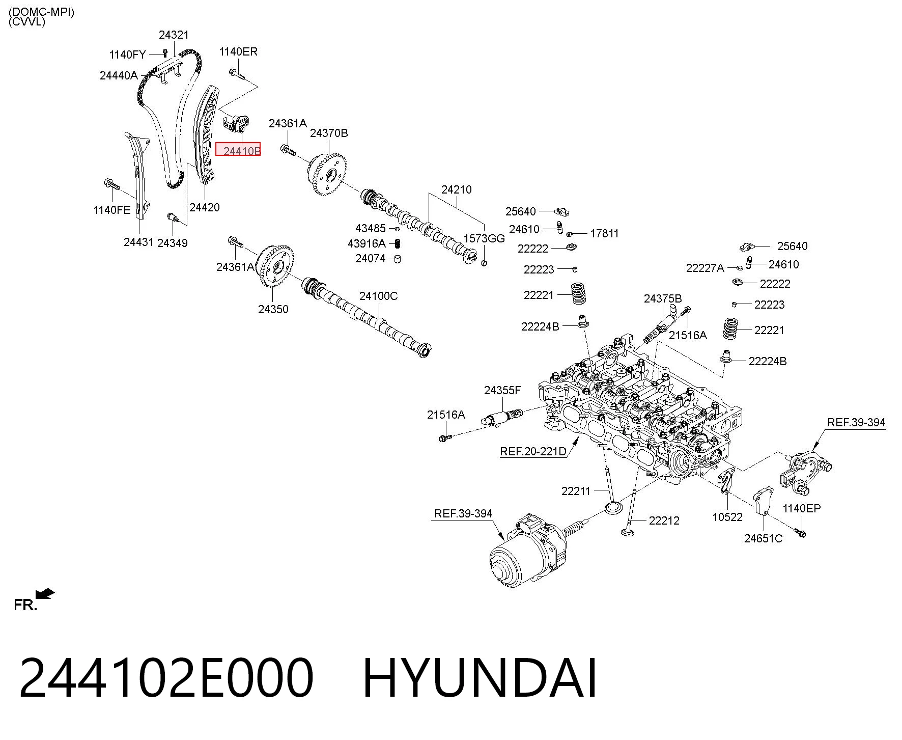 244102E000 Hyundai/Kia Reguladora de tensão da cadeia do mecanismo de distribuição de gás