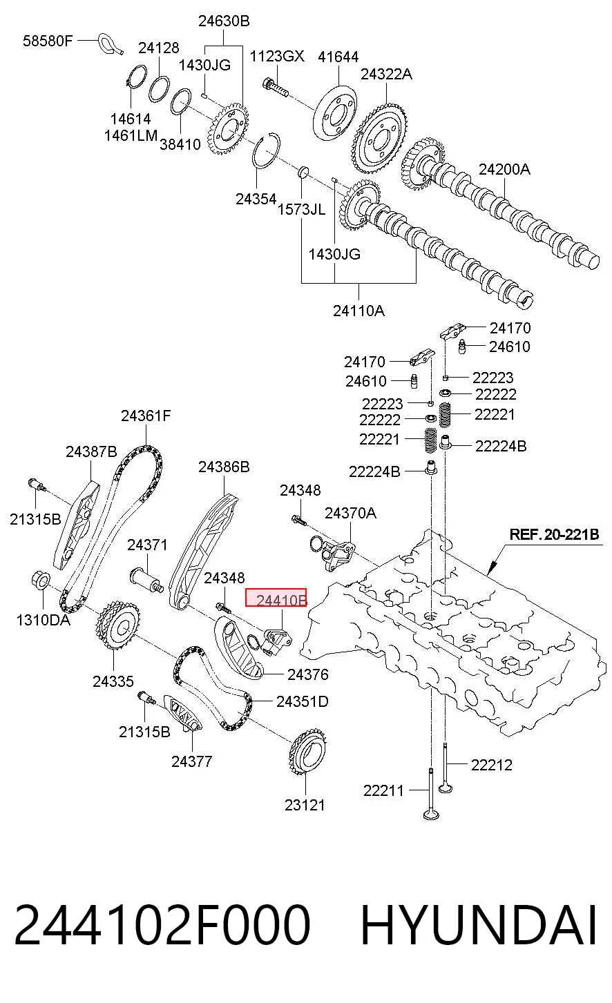 244102F000 Hyundai/Kia Reguladora de tensão da cadeia de bomba de óleo