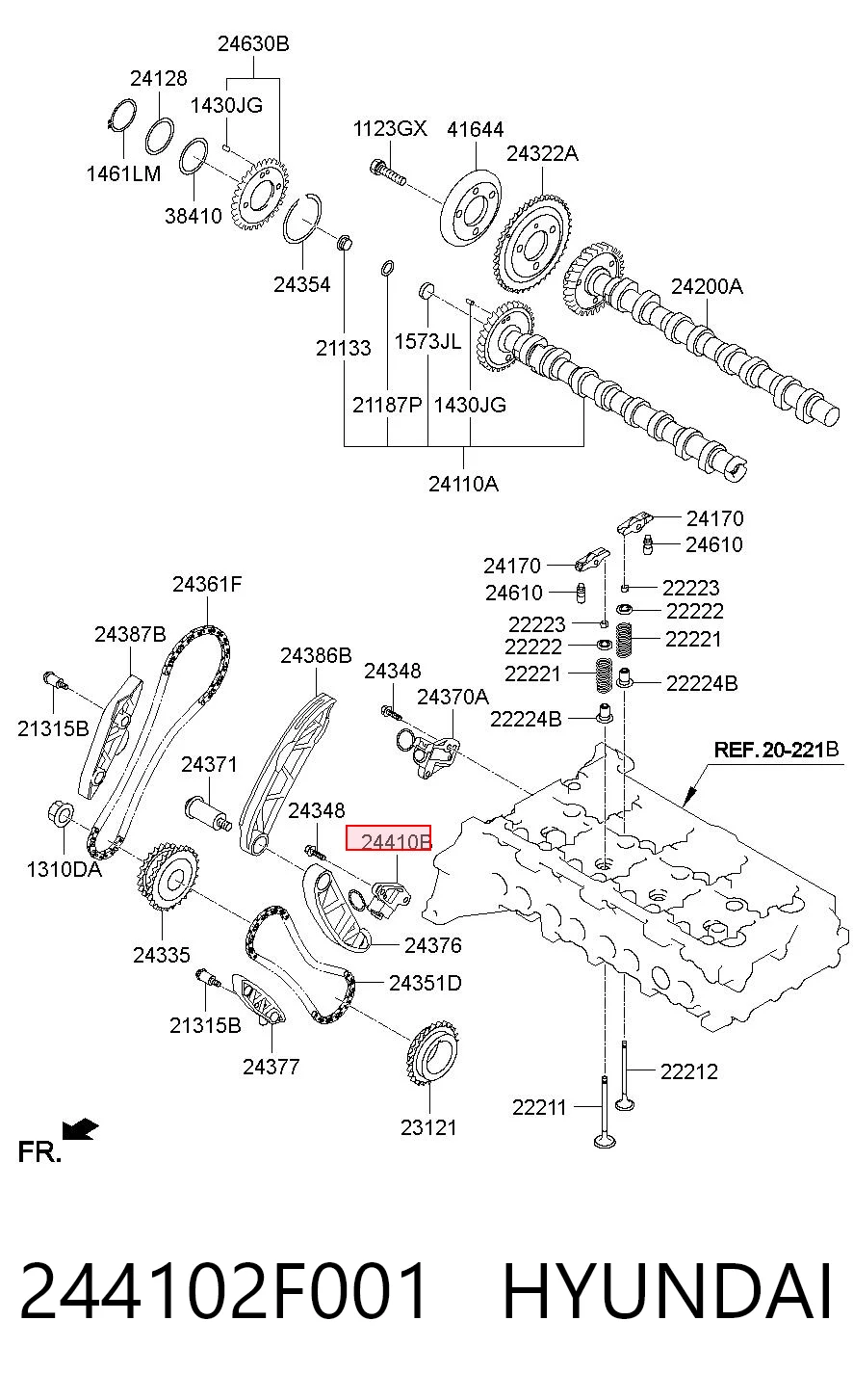 244102F001 Hyundai/Kia Reguladora de tensão da cadeia de bomba de óleo