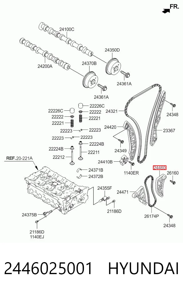 2446025001 Hyundai/Kia Reguladora de tensão da cadeia de bomba de óleo