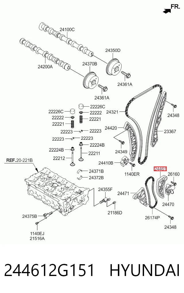 244612G151 Hyundai/Kia Amortecedor de cadeia de bomba de óleo