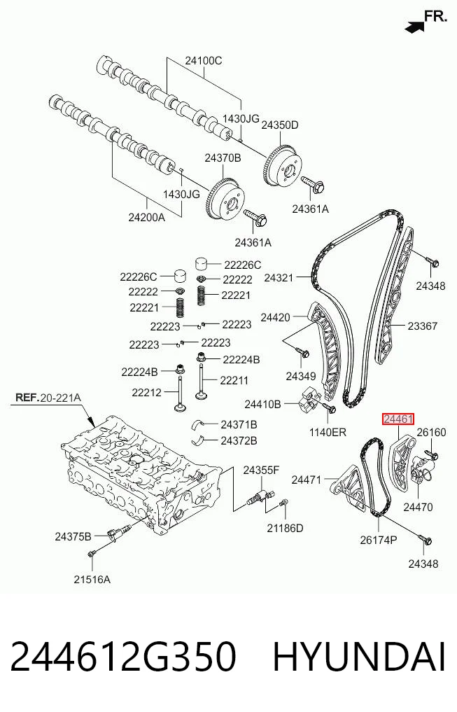 244612G350 Hyundai/Kia Cadeia de bomba de óleo, kit