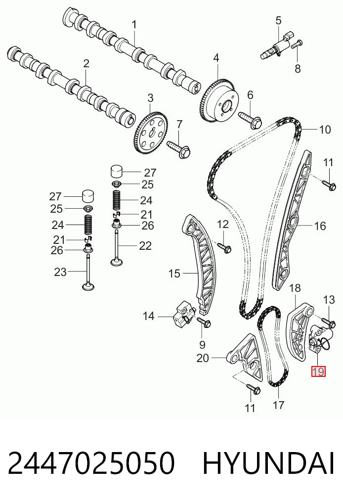 2447025050 Hyundai/Kia Reguladora de tensão da cadeia de bomba de óleo