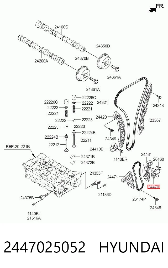2447025052 Hyundai/Kia Reguladora de tensão da cadeia de bomba de óleo