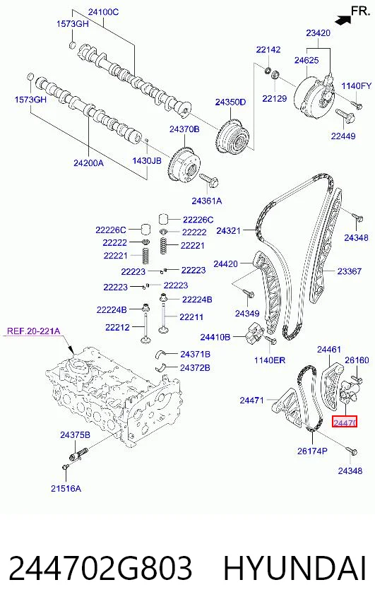 244702G803 Hyundai/Kia Reguladora de tensão da cadeia de bomba de óleo