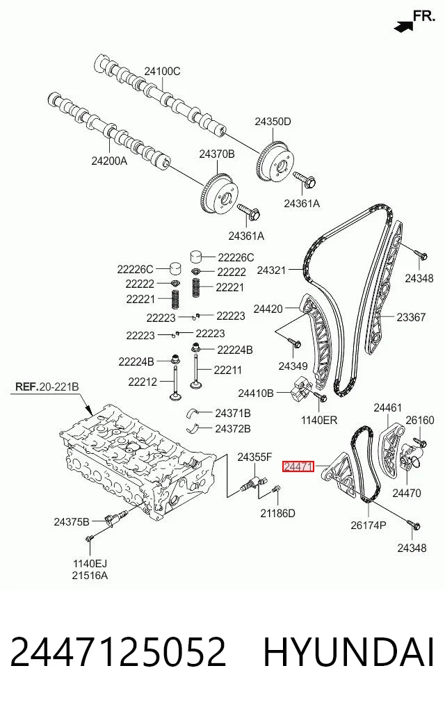 2447125052 Hyundai/Kia Amortecedor de cadeia de bomba de óleo