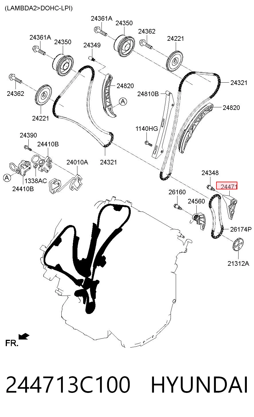 244713C100 Hyundai/Kia Amortecedor de cadeia de bomba de óleo