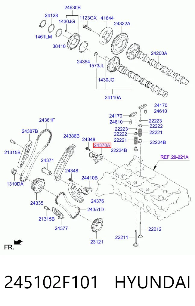 245102F101 Hyundai/Kia Reguladora de tensão da cadeia do mecanismo de distribuição de gás da árvore de cames