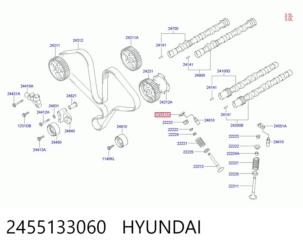 2455133060 Hyundai/Kia Balanceiro de válvula (balanceiro de válvulas)