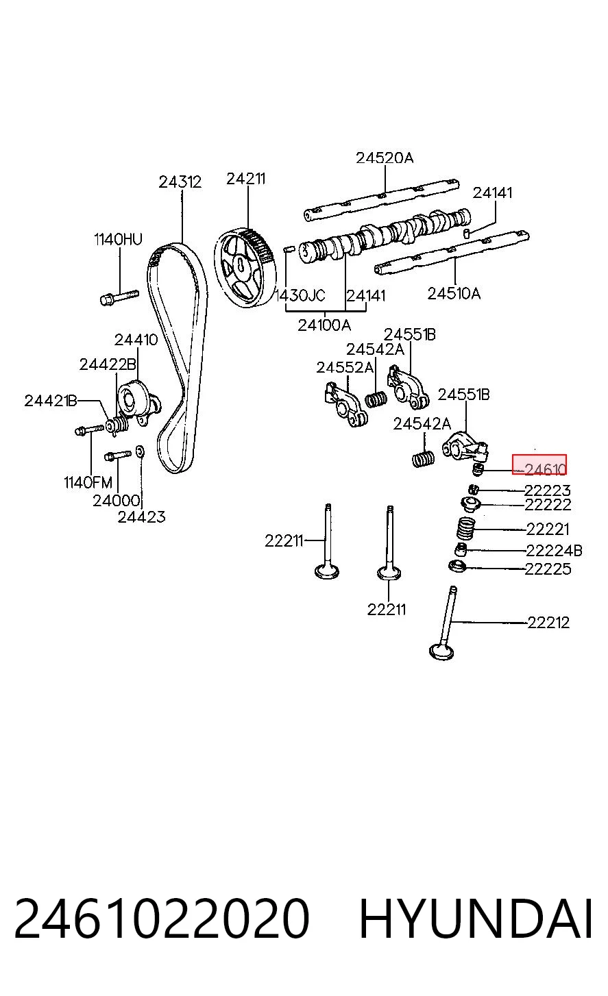 2461022020 Hyundai/Kia Compensador hidrâulico (empurrador hidrâulico), empurrador de válvulas