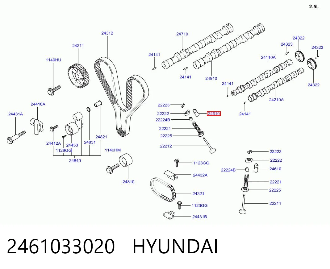 2461033020 Hyundai/Kia Compensador hidrâulico (empurrador hidrâulico), empurrador de válvulas