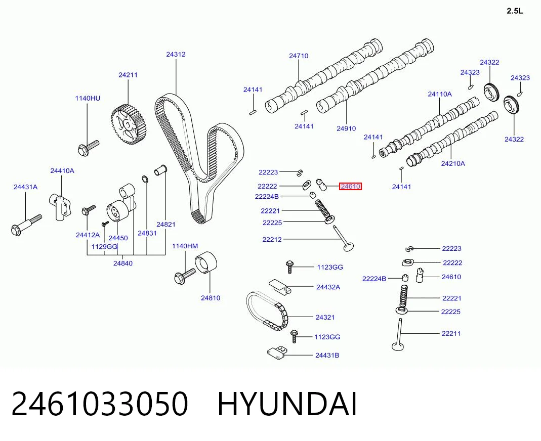 2461033050 Hyundai/Kia Compensador hidrâulico (empurrador hidrâulico), empurrador de válvulas