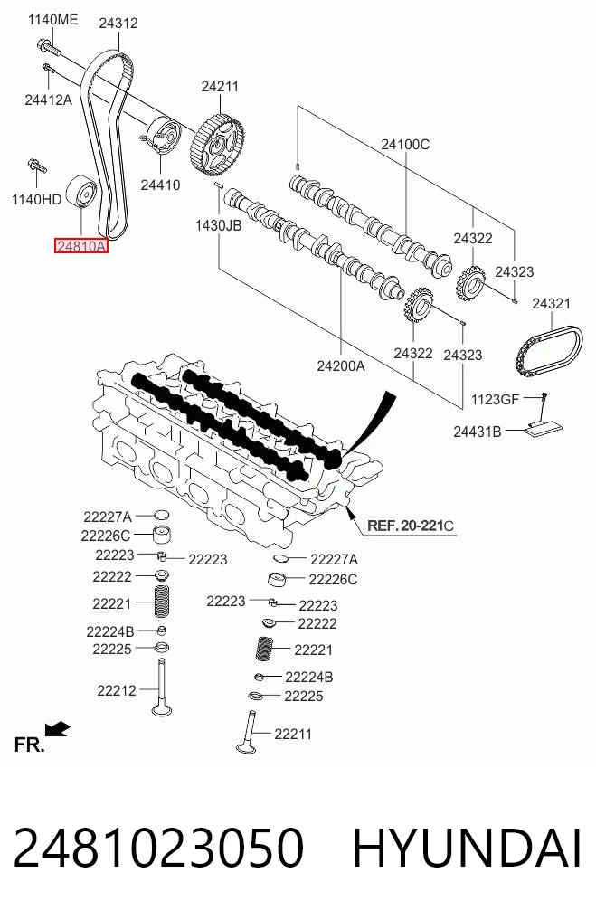 2481023050 Hyundai/Kia Rolo parasita da correia do mecanismo de distribuição de gás