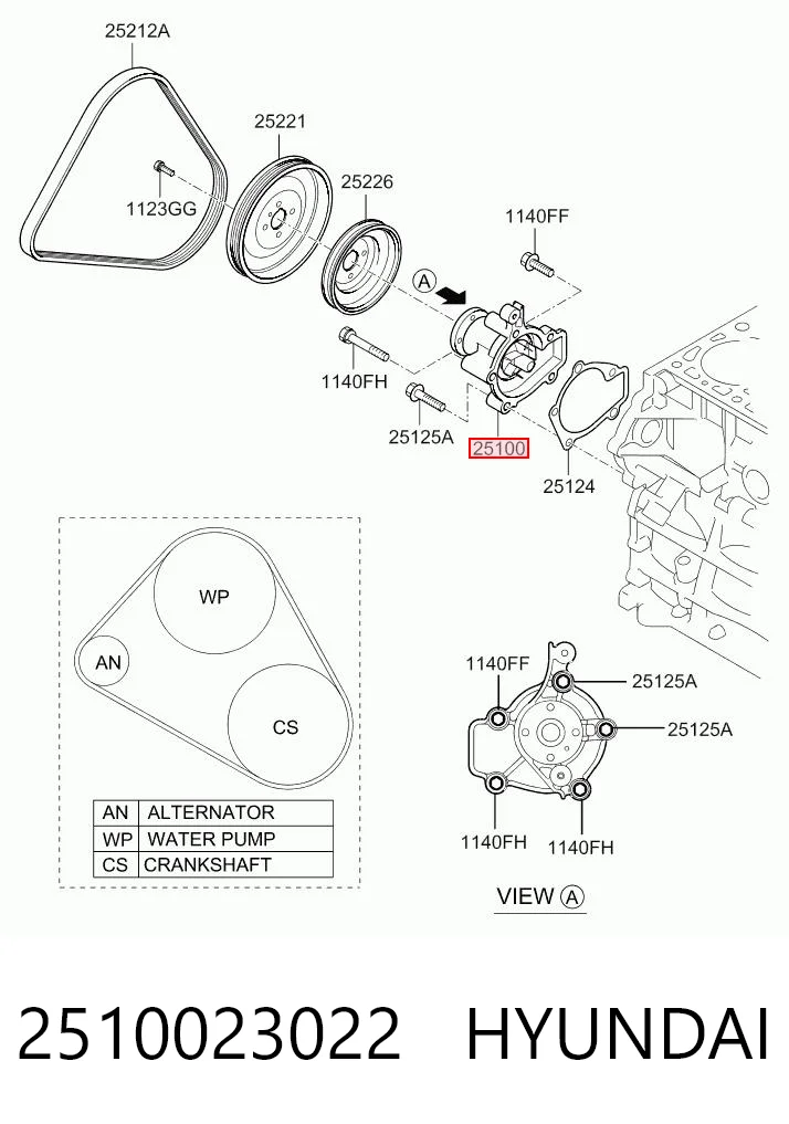 2510023022 Hyundai/Kia Bomba de água (bomba) de esfriamento