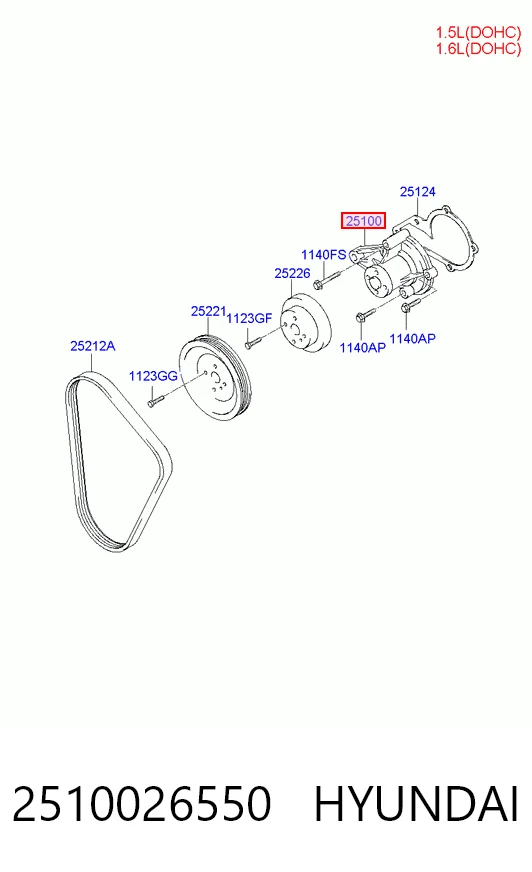 2510026550 Hyundai/Kia Bomba de água (bomba) de esfriamento