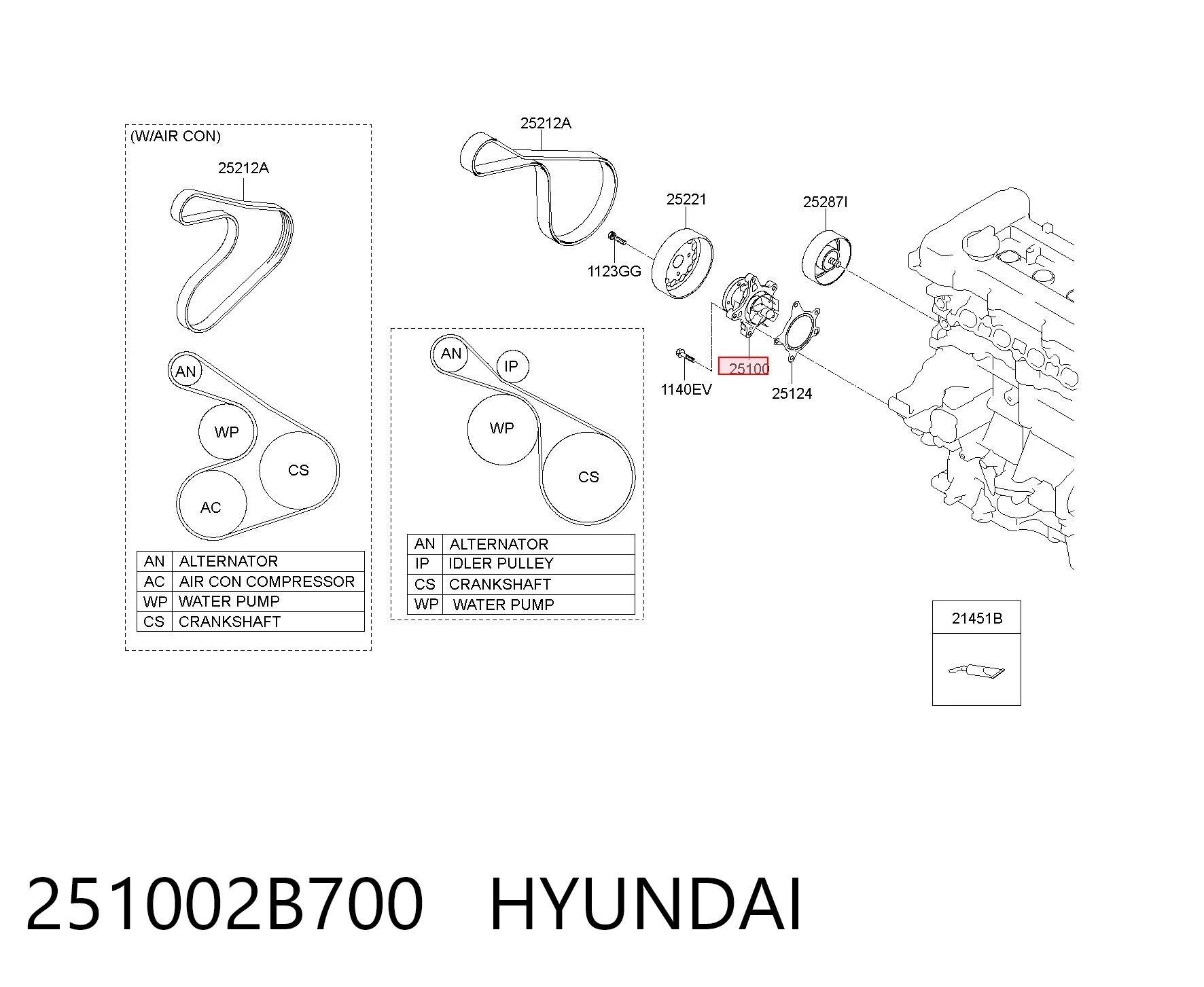 251002B700 Hyundai/Kia Bomba de água (bomba) de esfriamento