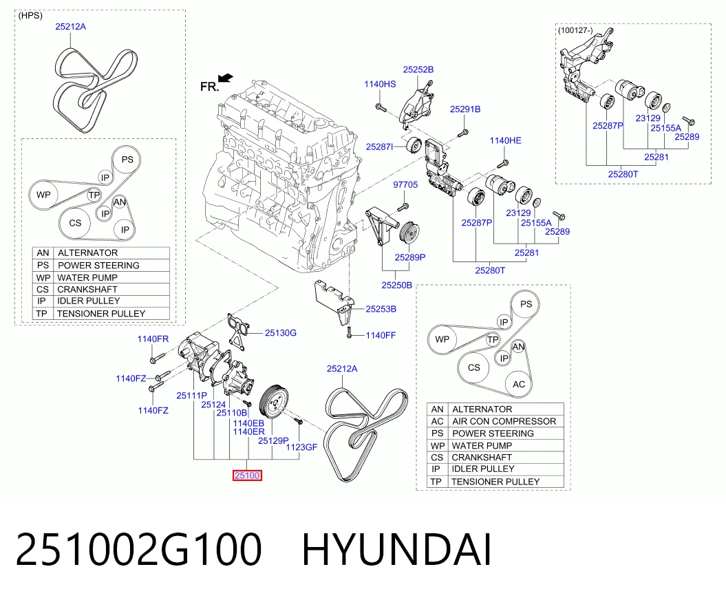 251002G100 Hyundai/Kia Bomba de água (bomba) de esfriamento