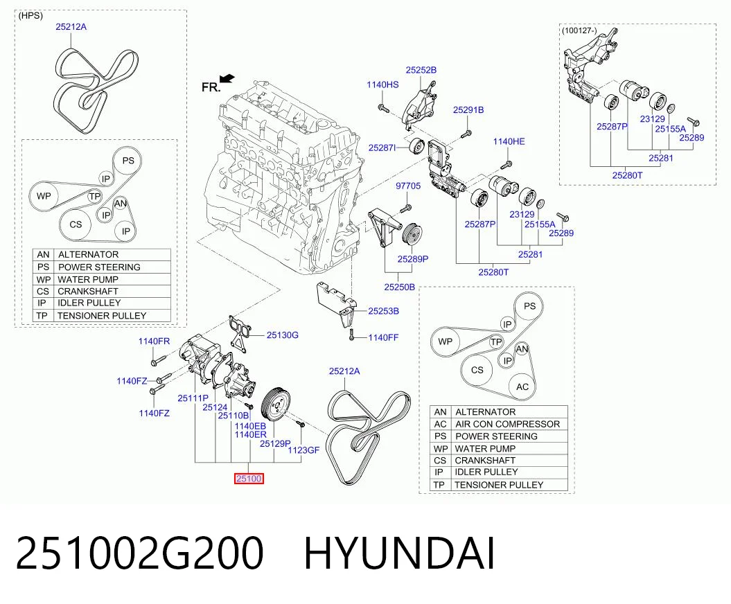 251002G200 Hyundai/Kia Bomba de água (bomba) de esfriamento