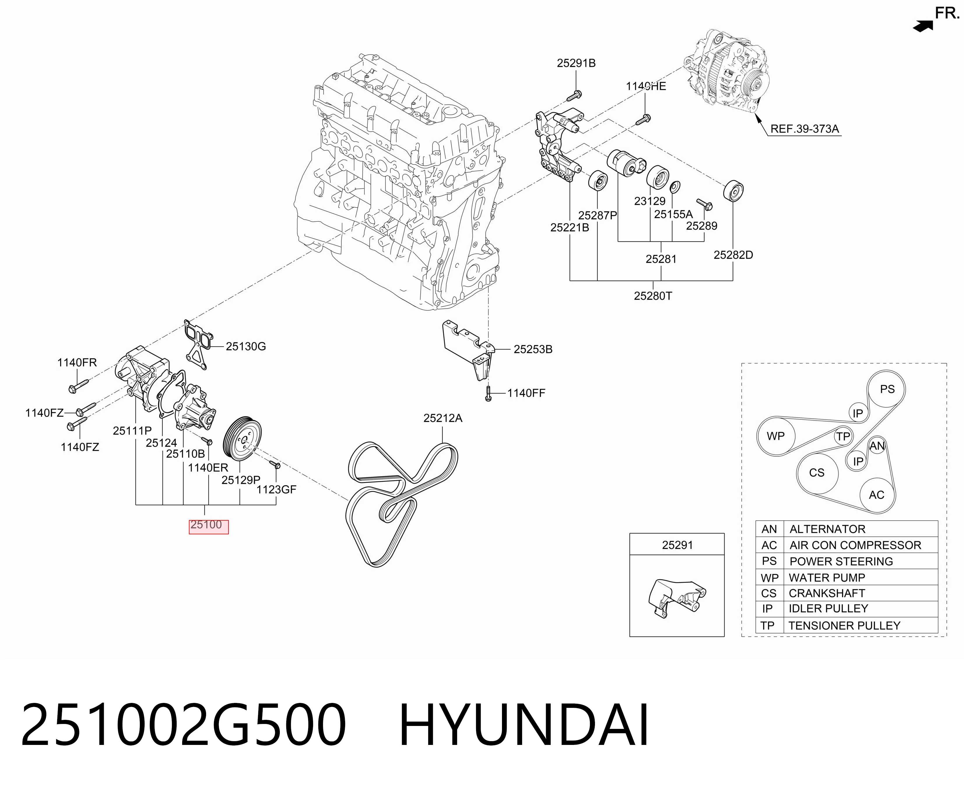 251002G500 Hyundai/Kia Bomba de água (bomba) de esfriamento, montada com caixa