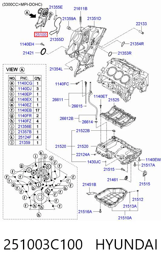 251003C100 Hyundai/Kia Bomba de água (bomba) de esfriamento