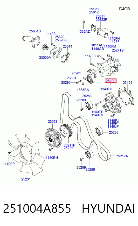 251004A855 Hyundai/Kia Bomba de água (bomba) de esfriamento