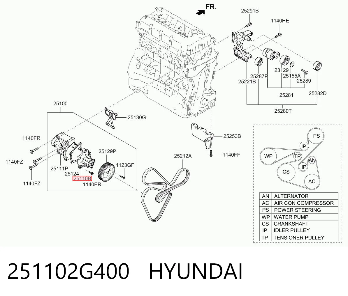 251102G400 Hyundai/Kia Bomba de água (bomba) de esfriamento