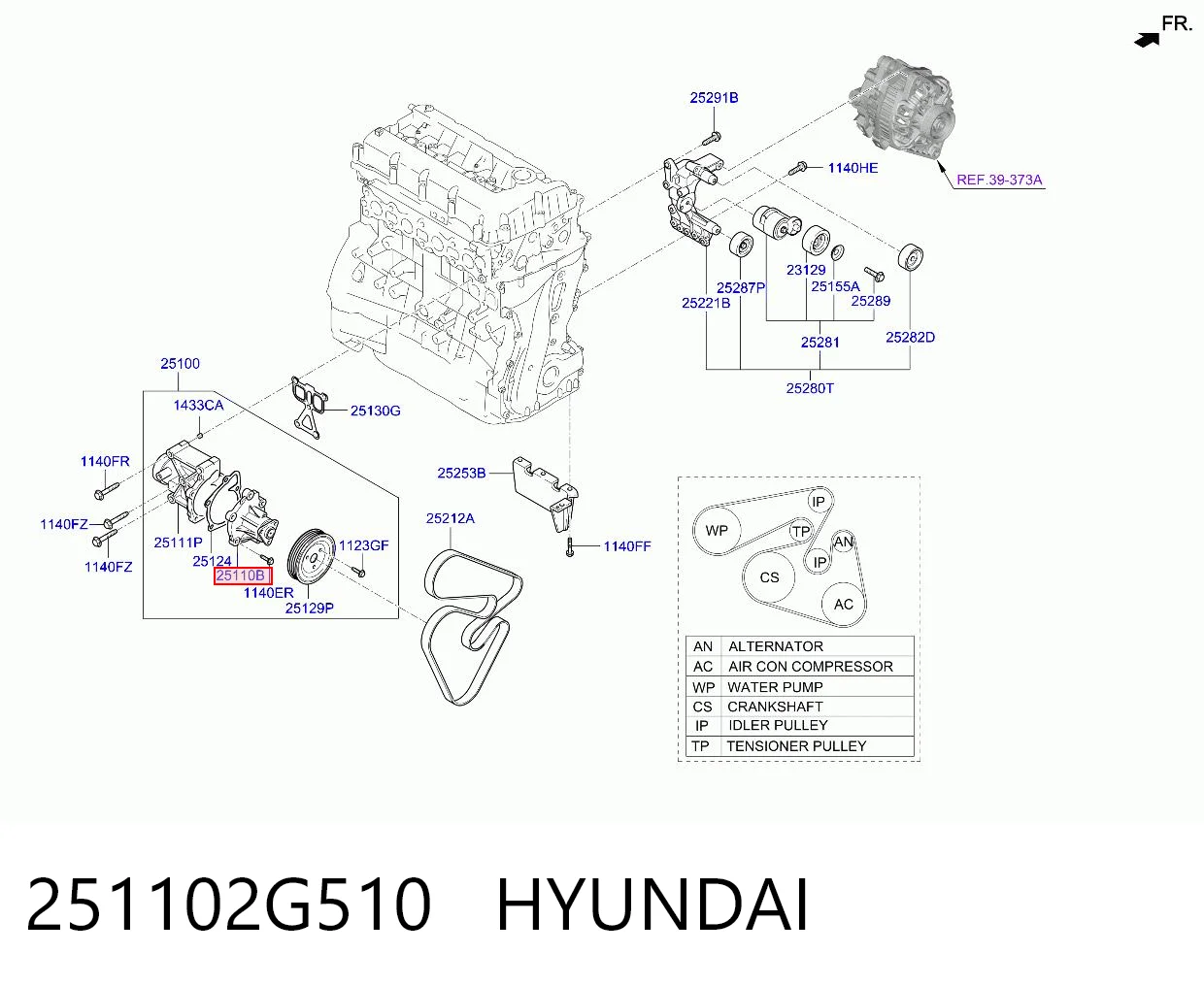 251102G510 Hyundai/Kia Bomba de água (bomba) de esfriamento