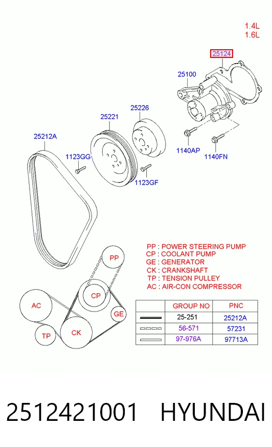 Vedante de bomba de água para Hyundai Accent X-3