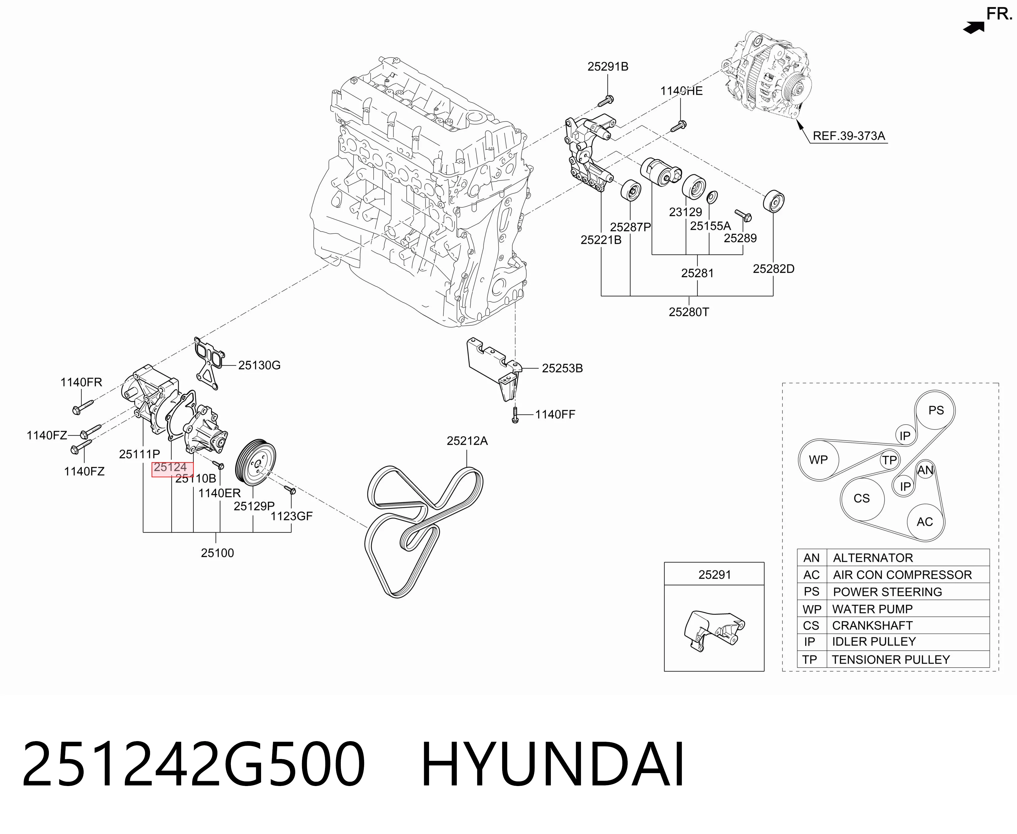 251242G500 Hyundai/Kia Vedante de bomba de água