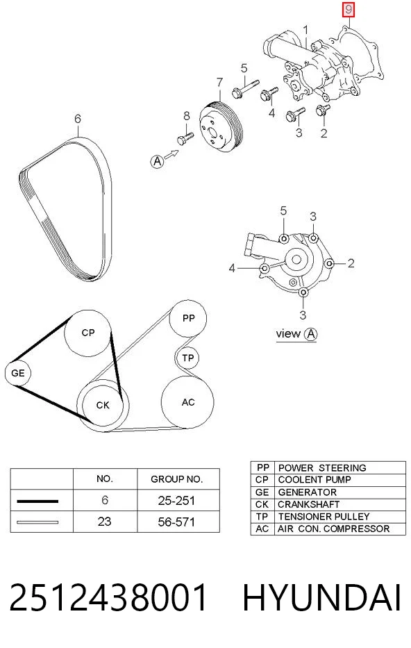 2512438001 Hyundai/Kia Vedante de bomba de água