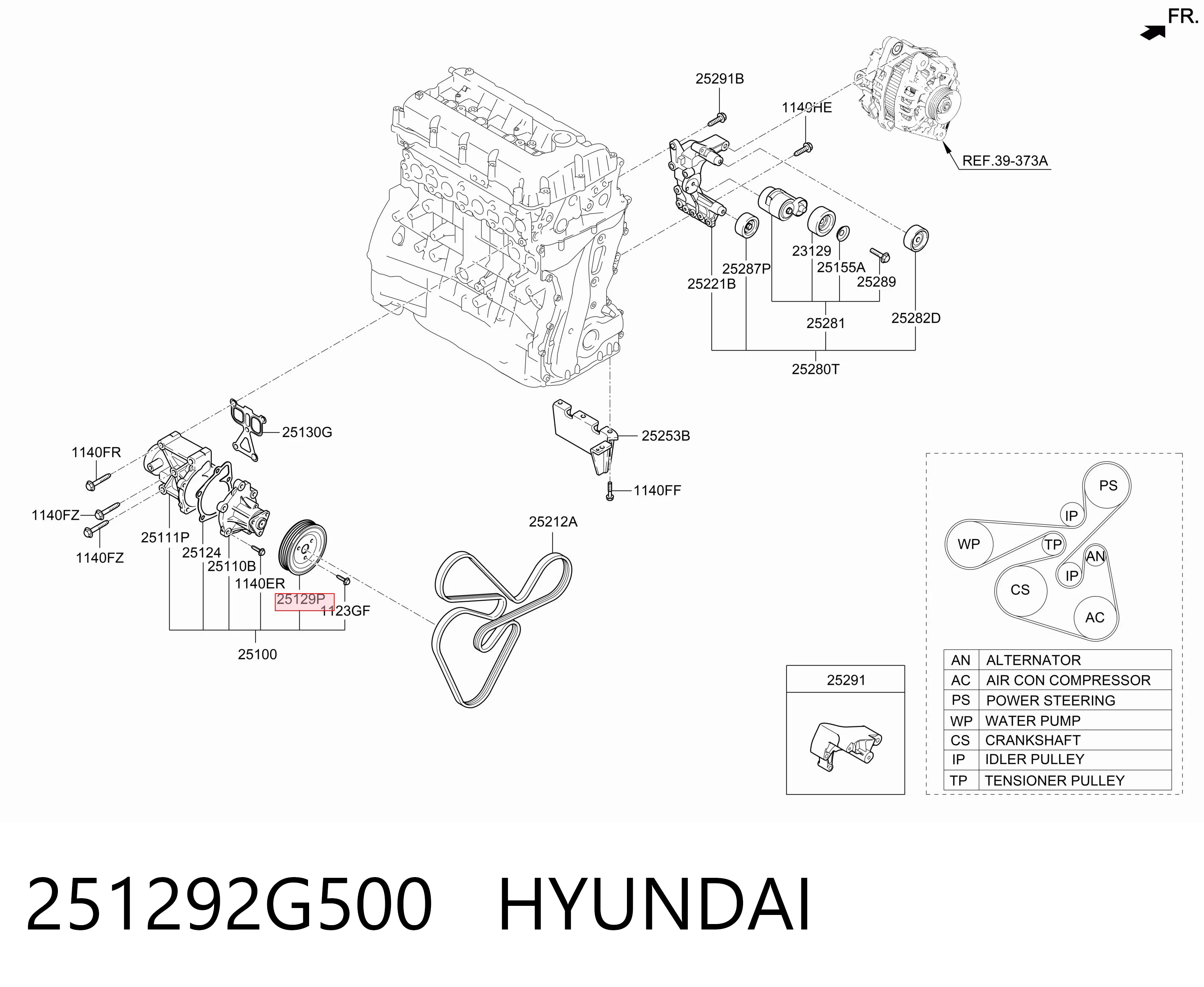 251292G500 Hyundai/Kia Polia da bomba de água