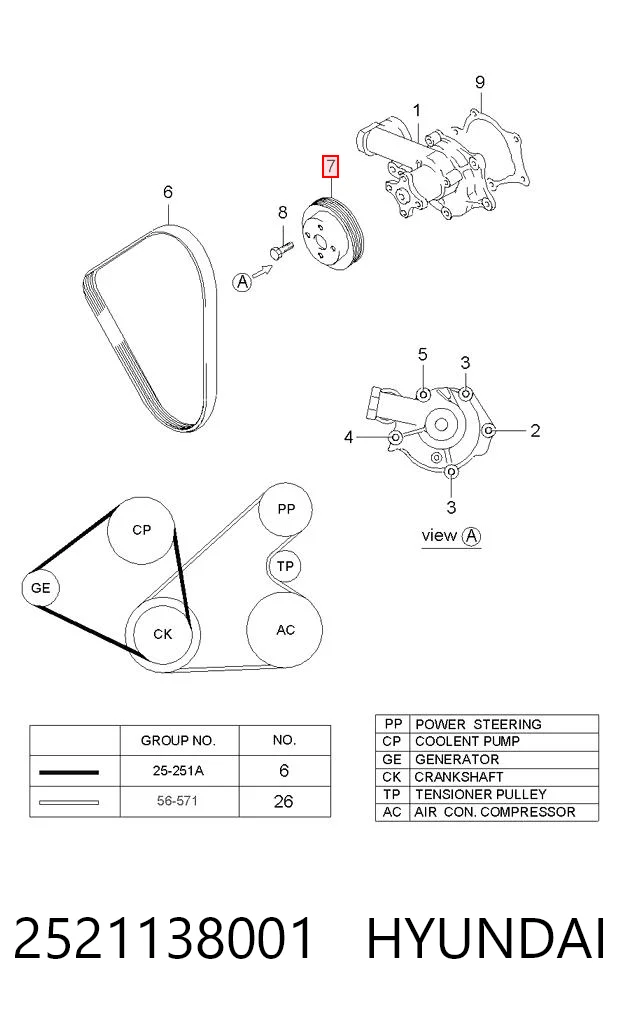 Polia da bomba de água para Hyundai Sonata EU4