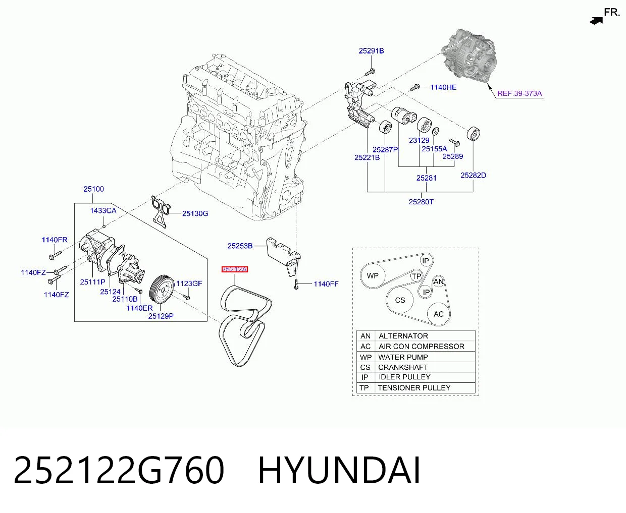 252122G760 Hyundai/Kia Correia dos conjuntos de transmissão