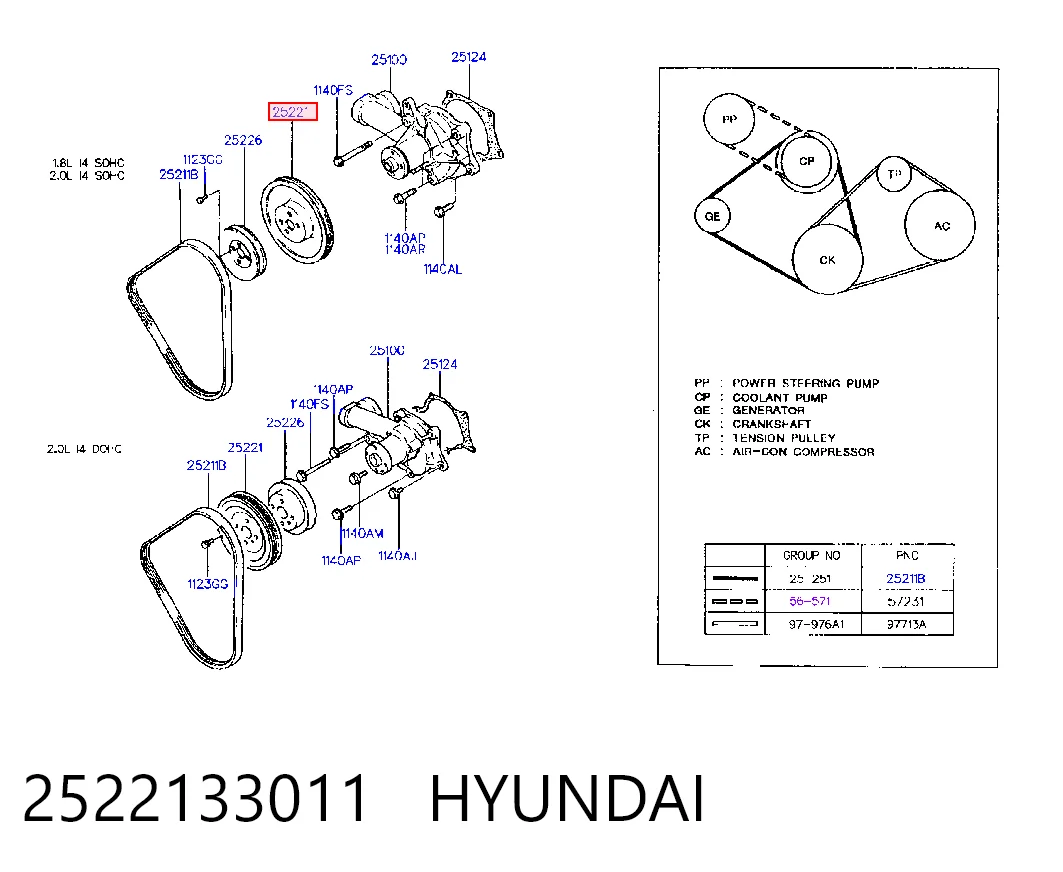 Polia da bomba de água para Hyundai Sonata Y-3