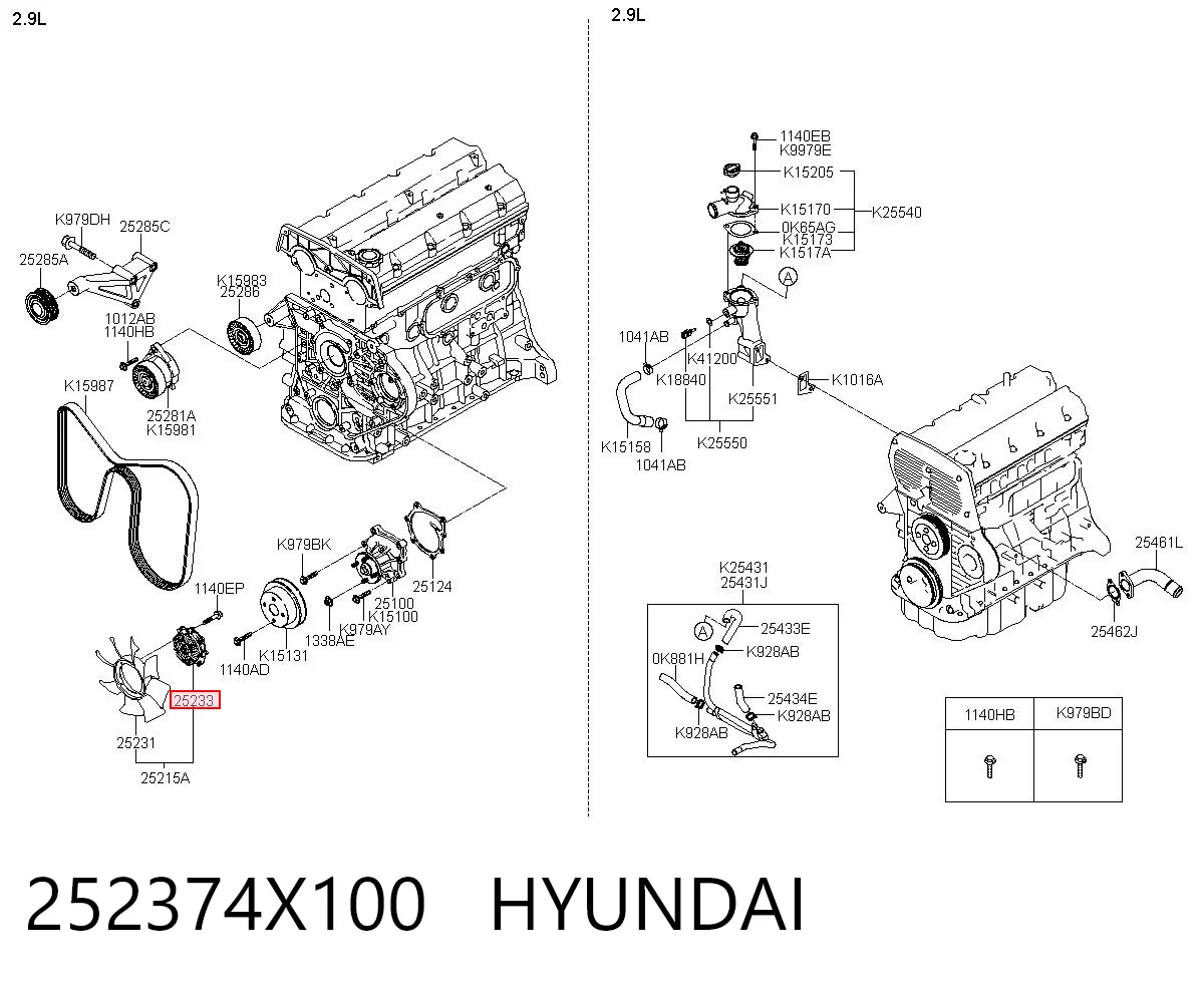 252374X100 Hyundai/Kia Acoplamento viscoso de ventilador de esfriamento