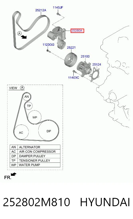 252802M810 Hyundai/Kia Reguladora de tensão da correia de transmissão