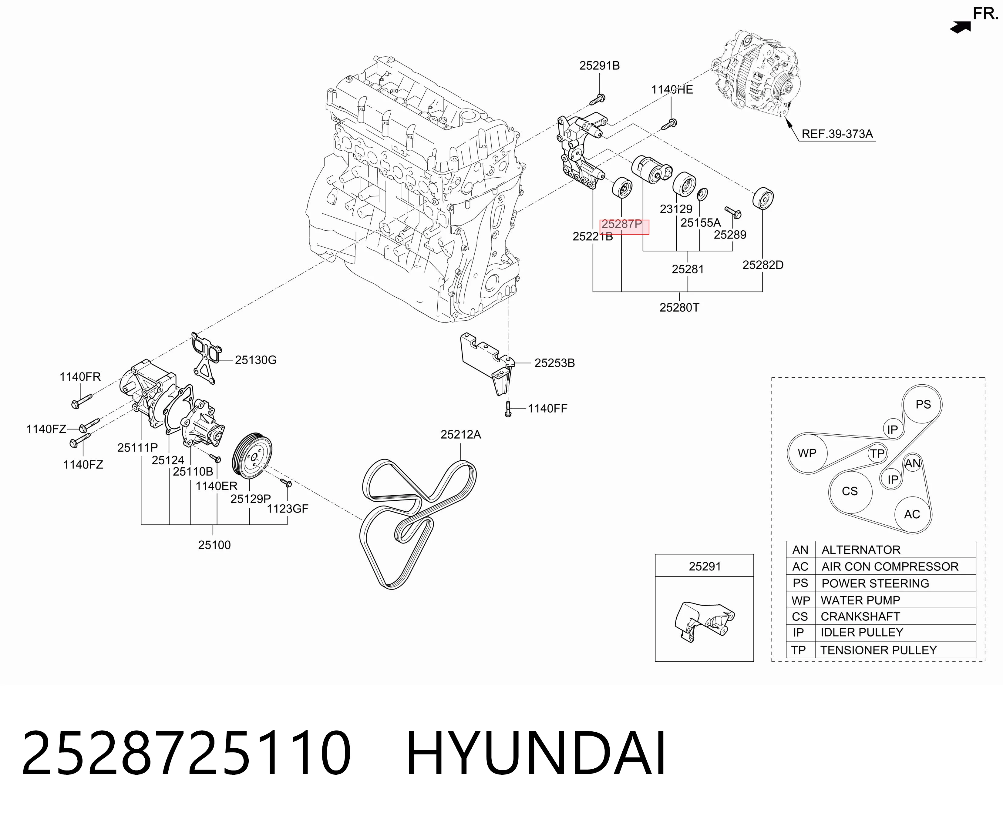 2528725110 Hyundai/Kia Rolo parasita da correia de transmissão