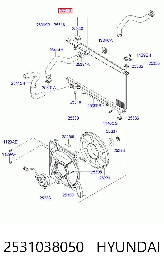 2531038050 Hyundai/Kia Radiador de esfriamento de motor
