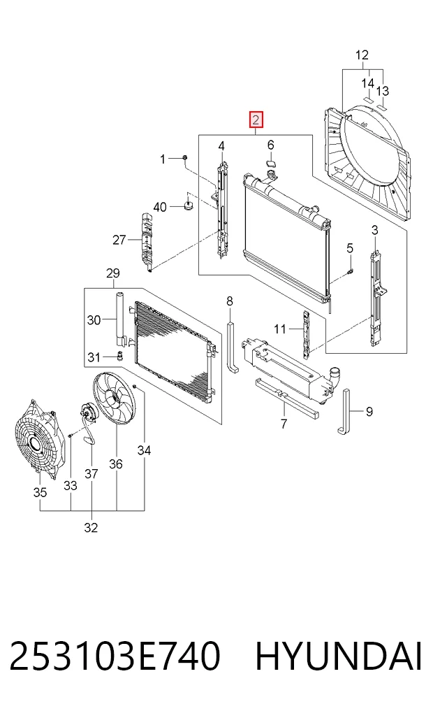 Compre 253103E730 Parts-Mall Radiador de esfriamento de motor