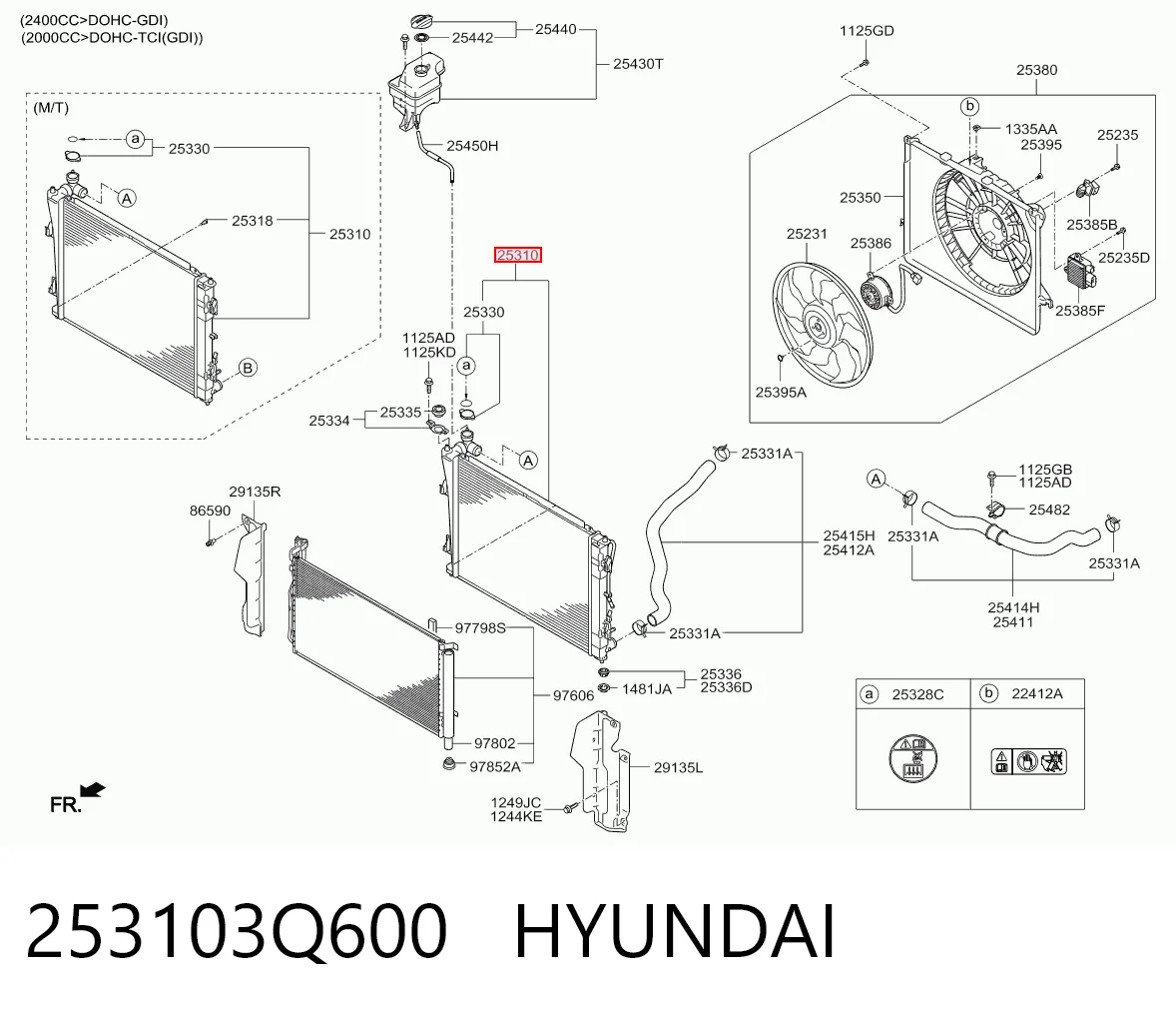 253103Q600 Hyundai/Kia Radiador de esfriamento de motor