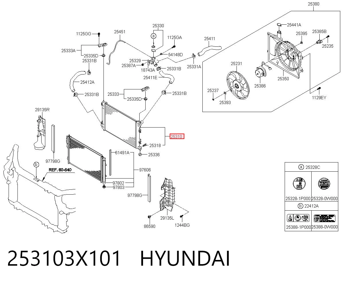 253103X101 Hyundai/Kia Radiador de esfriamento de motor