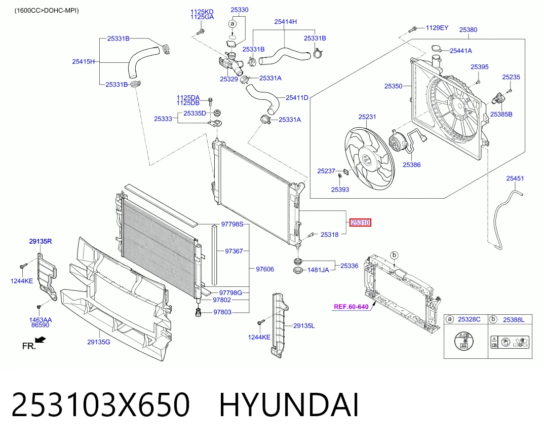 253103X650 Hyundai/Kia Radiador de esfriamento de motor