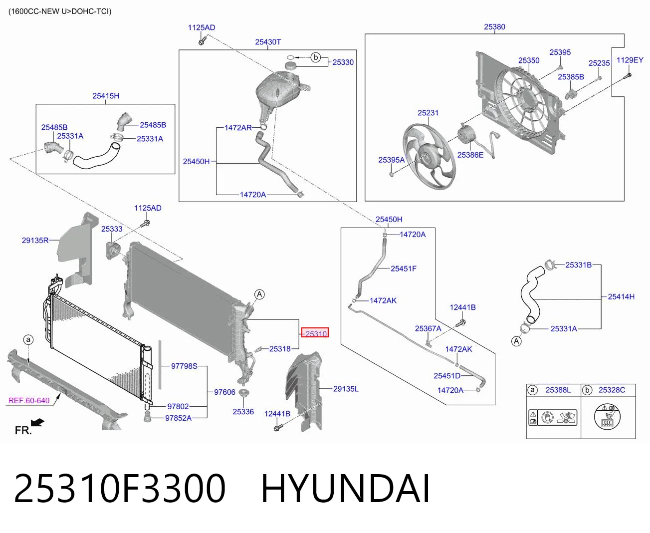 25310F3300 Hyundai/Kia Radiador de esfriamento de motor