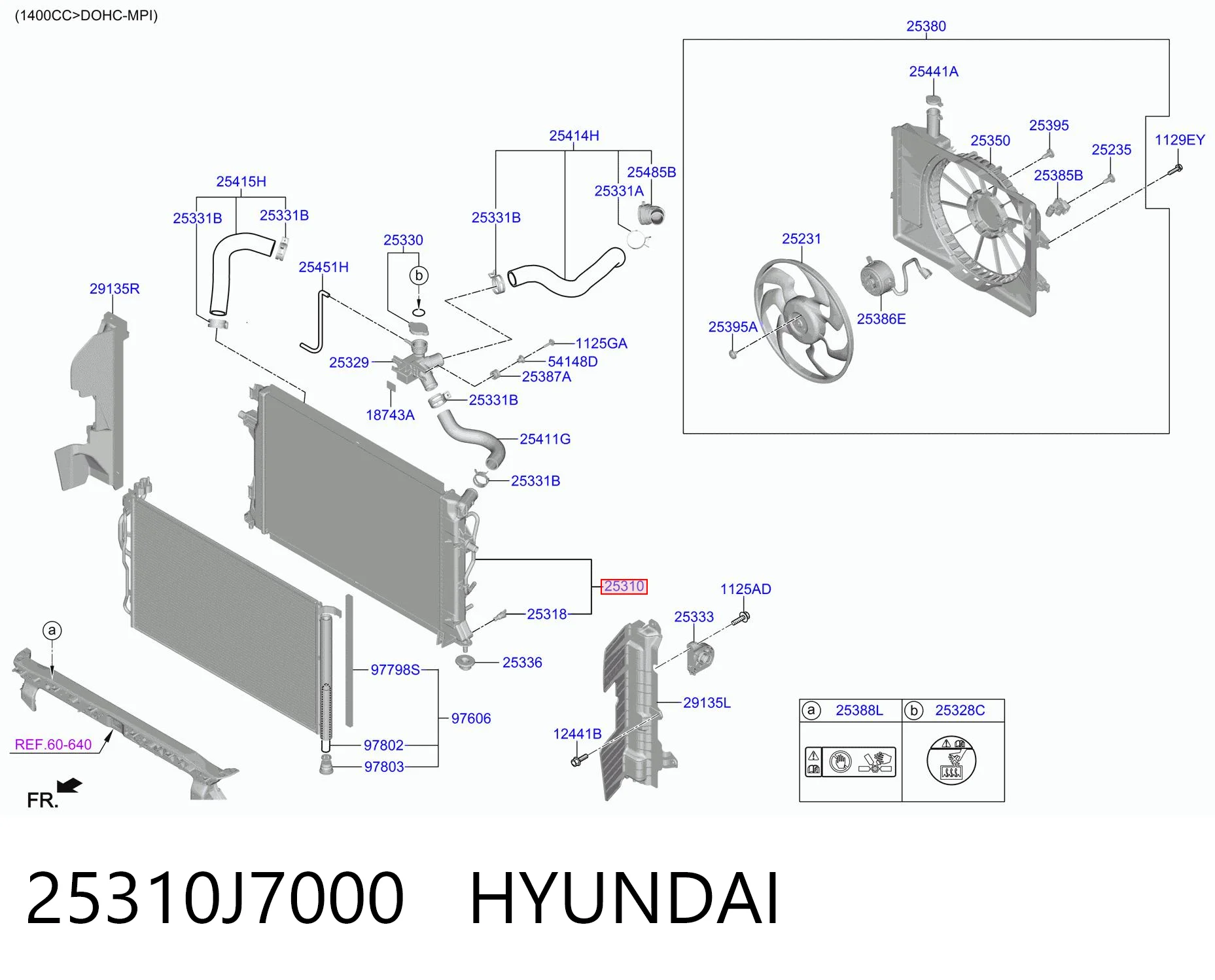 25310J7000 Hyundai/Kia Radiador de esfriamento de motor
