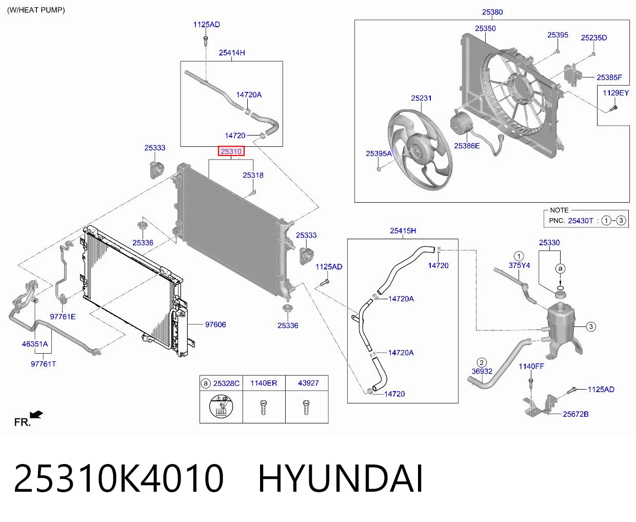25310K4010 Hyundai/Kia Radiador de esfriamento de motor