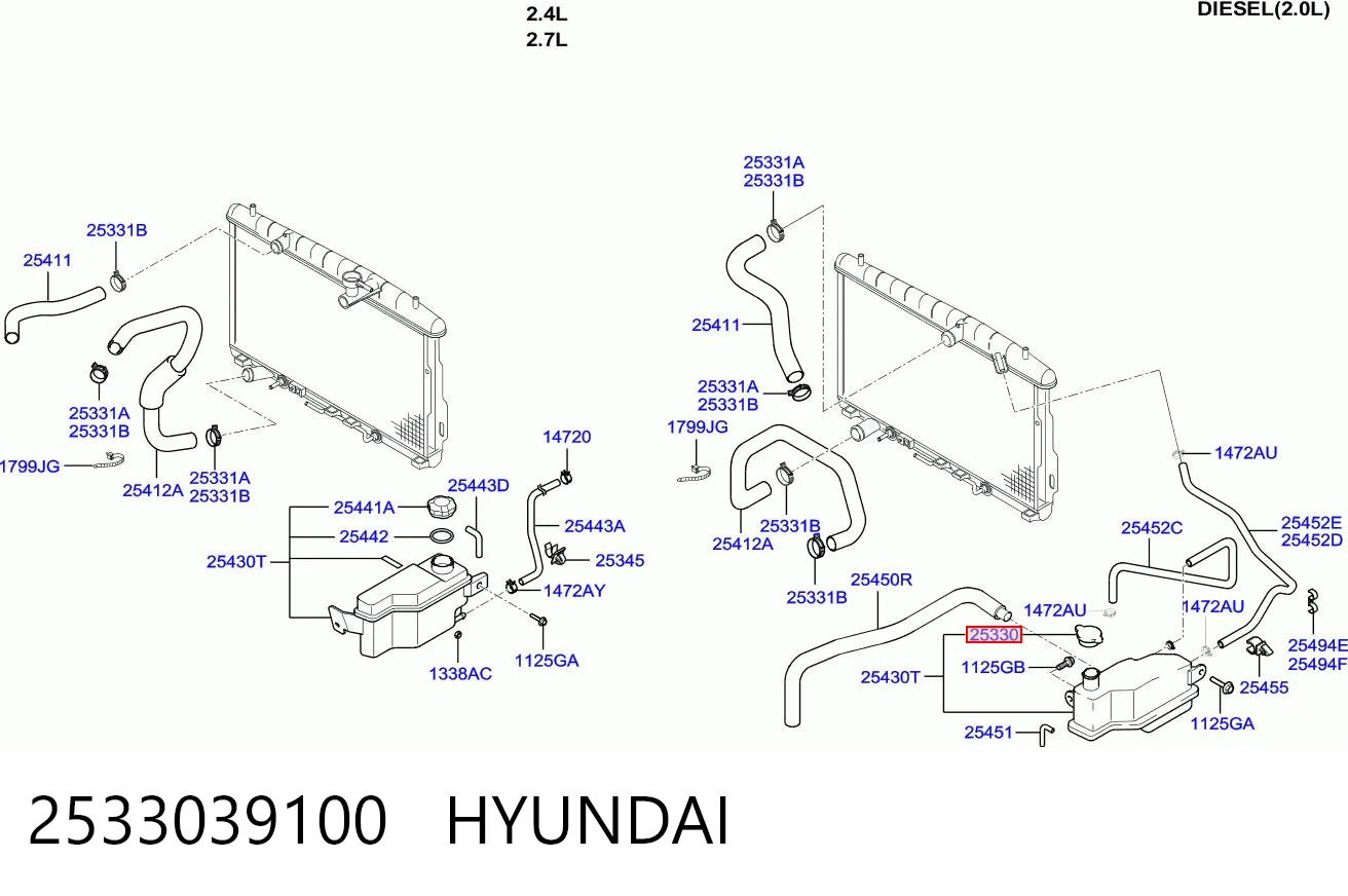 2533039100 Hyundai/Kia Tampa (tampão) do radiador