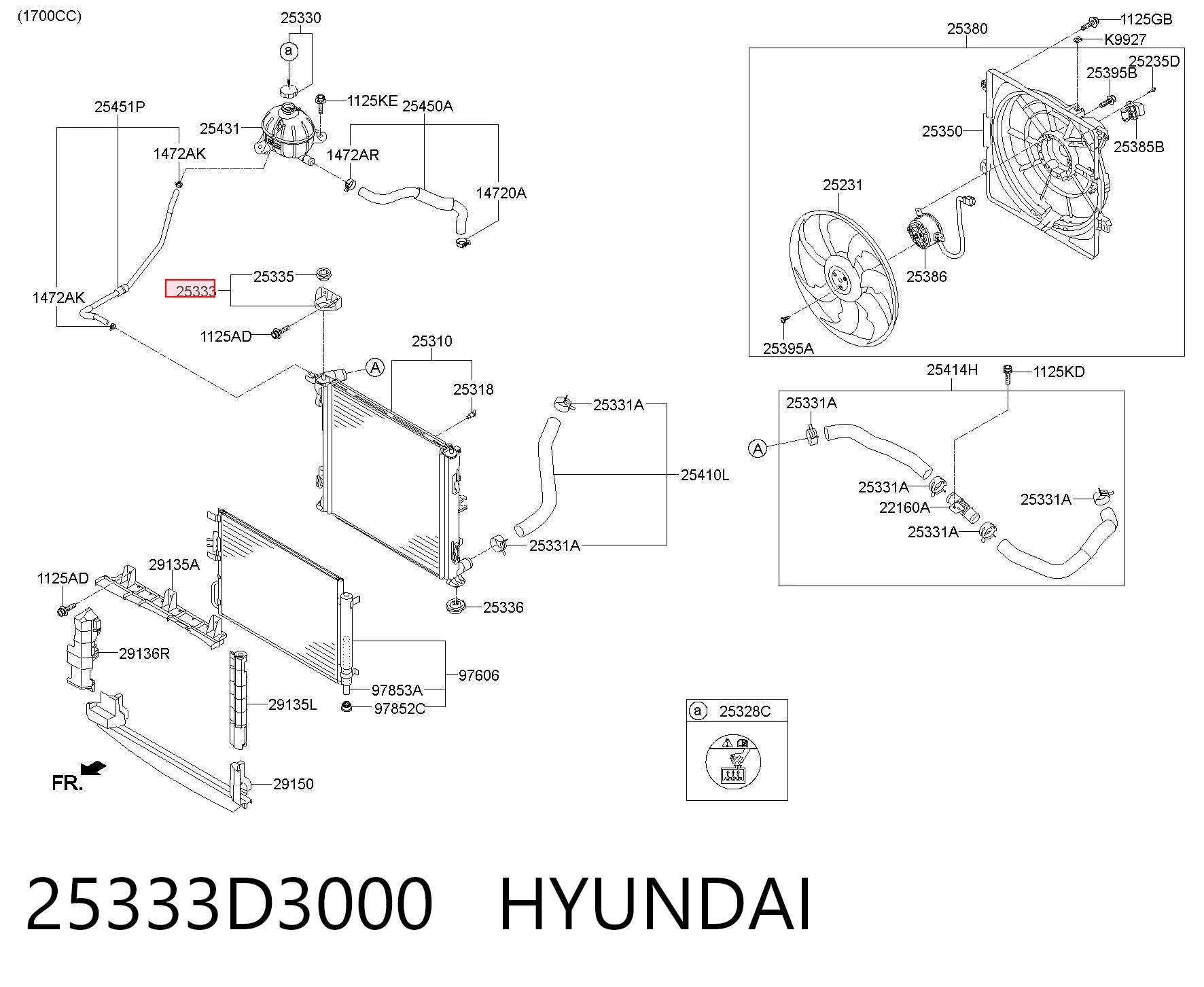 25333D3000 Hyundai/Kia Consola do radiador superior