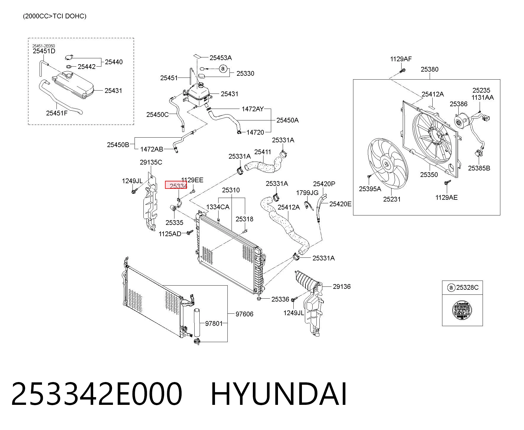 253342E000 Hyundai/Kia Consola do radiador superior