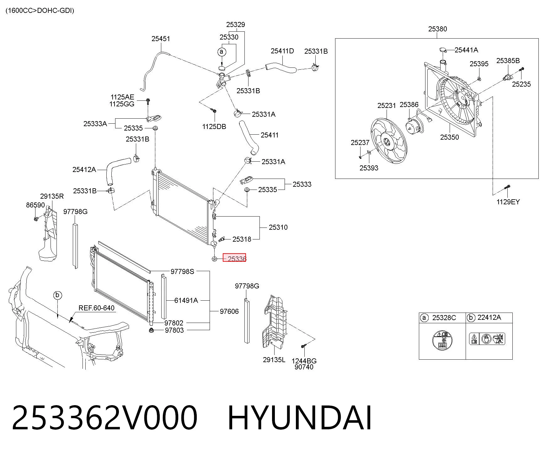 253362V000 Hyundai/Kia Consola (coxim de fixação) inferior do radiador