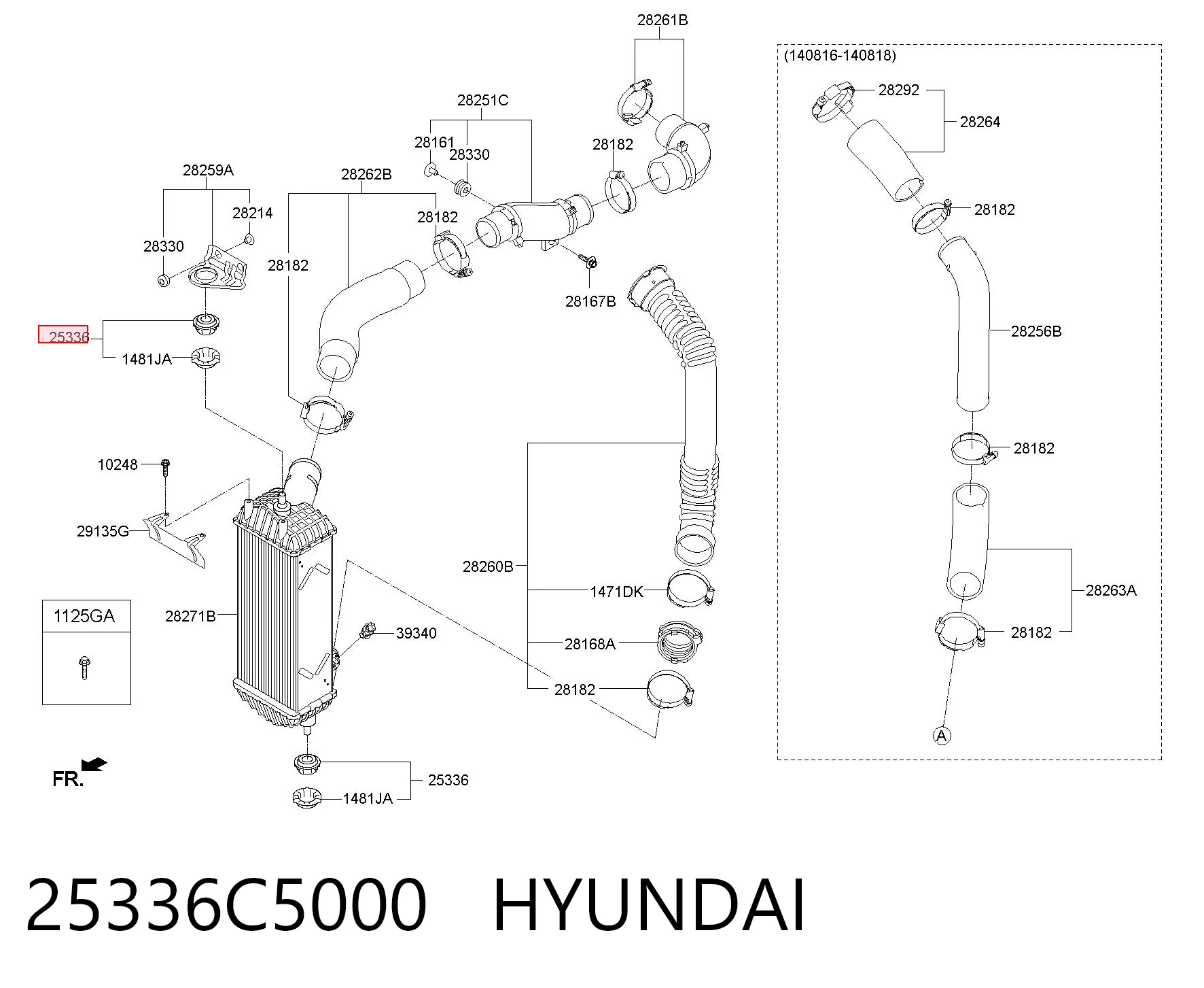25336C5000 Hyundai/Kia Consola (coxim de fixação) inferior do radiador